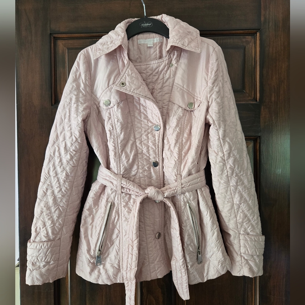 Via Spiga Light Dysty Pink Quilted Puffer Jacket